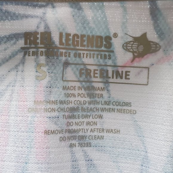 Reel Legends V-Neck Palm Leaf Pattern Short Sleeve Fishing Top, Size S - Picture 10 of 11